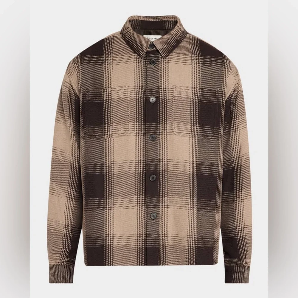 Frame Denim Men’s Chunky Plaid Shirt / Shacket Brown Medium EUC - Picture 4 of 13